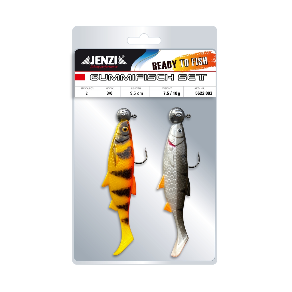 Gum.FishSet 2St 9,5cm 7,5+10gSilv.RdTig