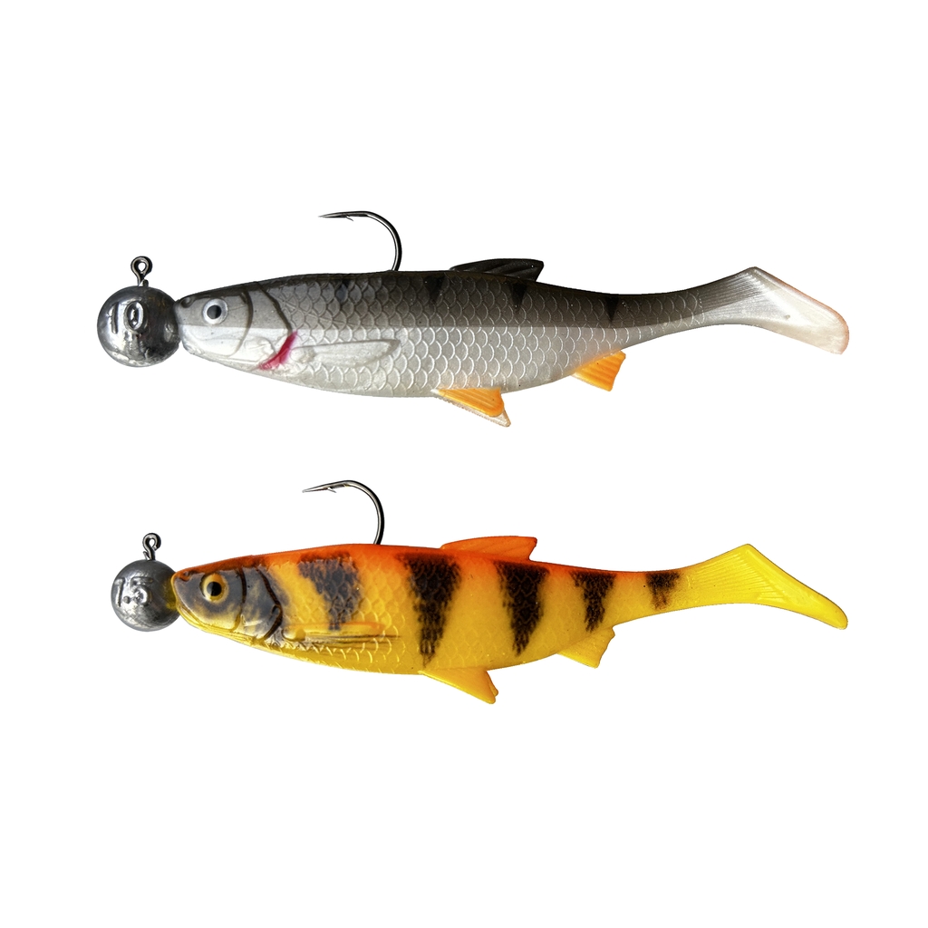 Gum.FishSet 2St 9,5cm 7,5+10gSilv.RdTig