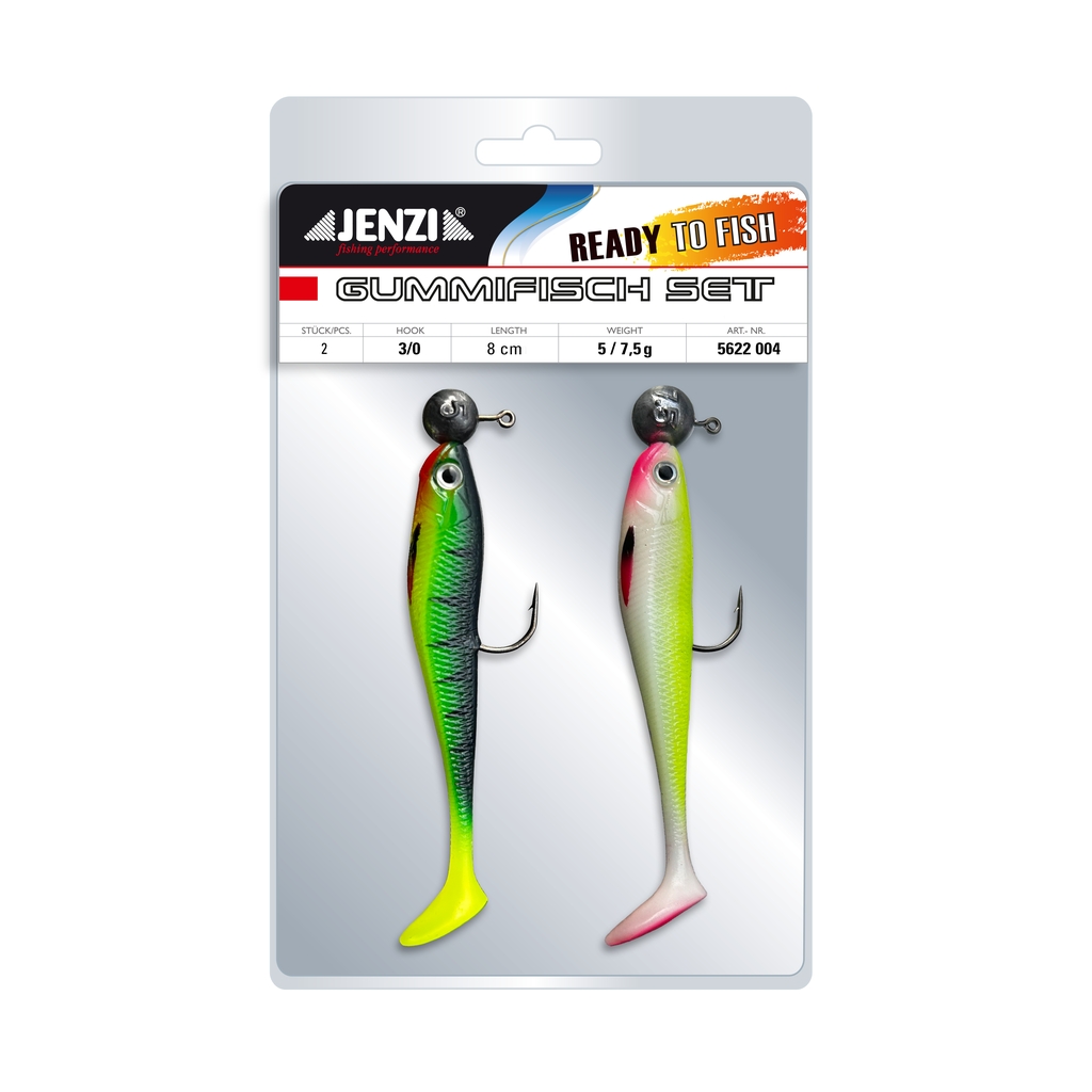 Gum.FishSet 2St 8,0cm 5+7,5g Firtig Yel