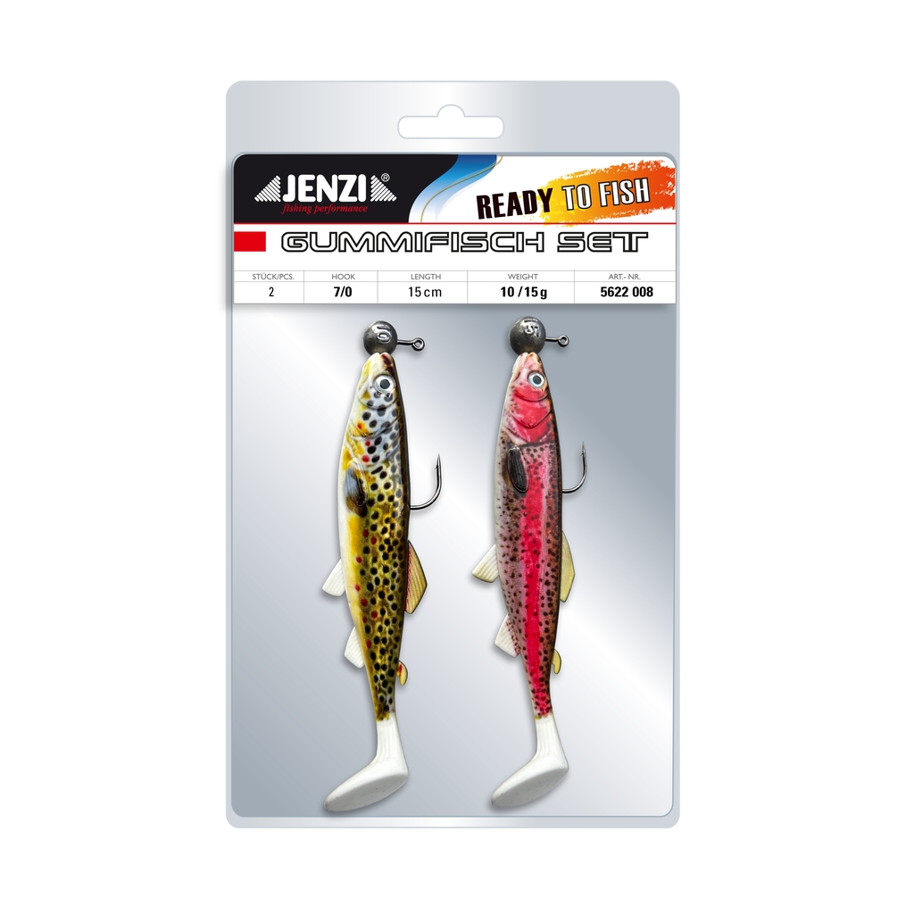 Gum.FishSet 2St 15cm 10+15gBrwTr+Trout