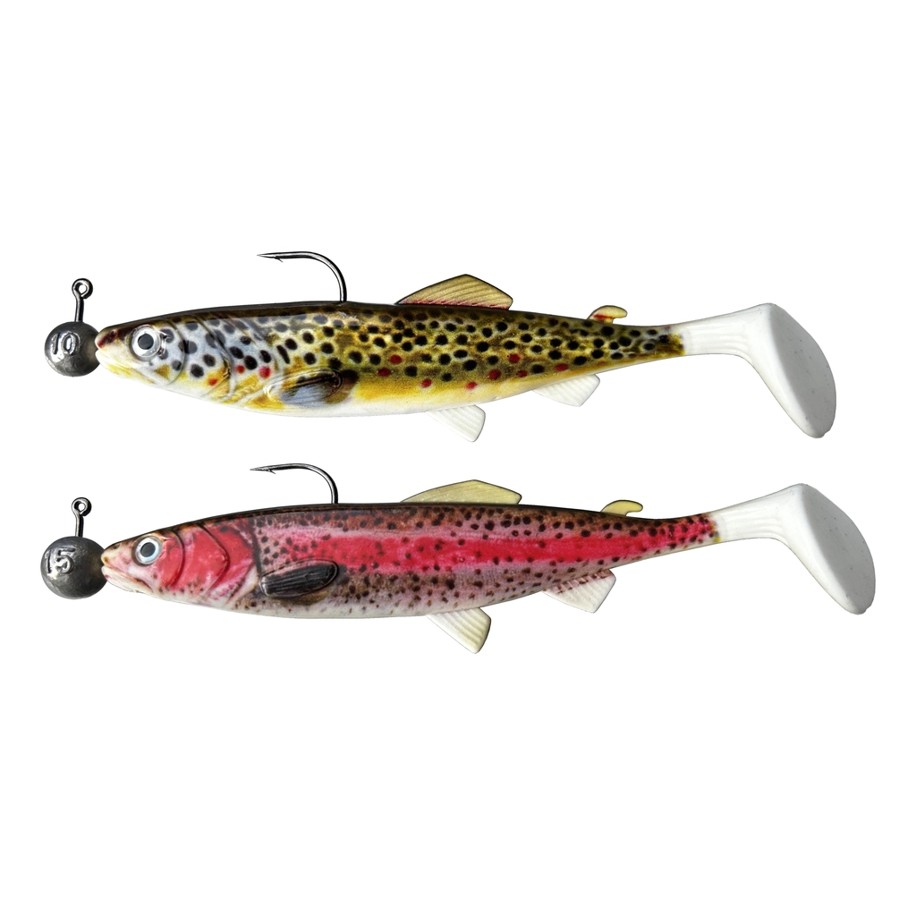 Gum.FishSet 2St 15cm 10+15gBrwTr+Trout