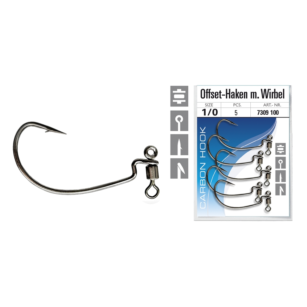 Offset-Haken m. Wirbel, Gr. 1/0, 5 St.