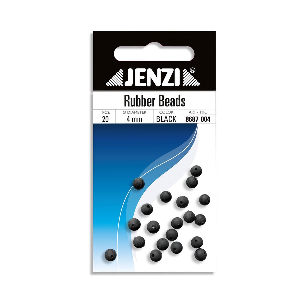 Gummi-Perlen Schwarz  4 mm. SB