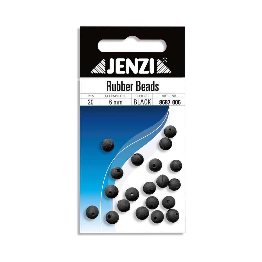Gummi-Perlen Schwarz  6 mm. SB