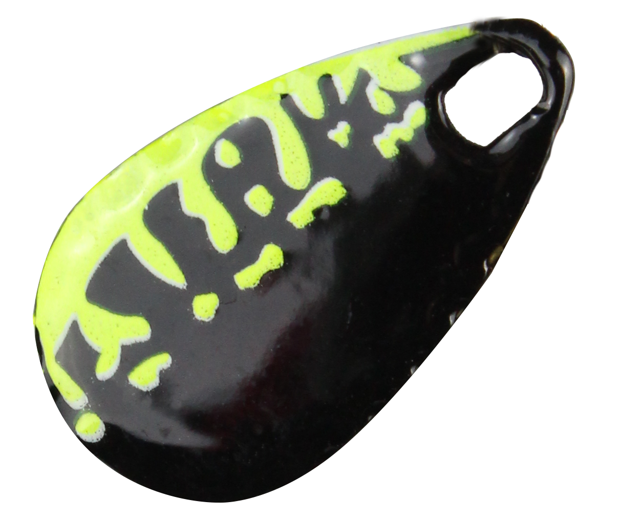 Forellen Blinker 4,0 g chartreuse - schwarz / schwarz Glitter