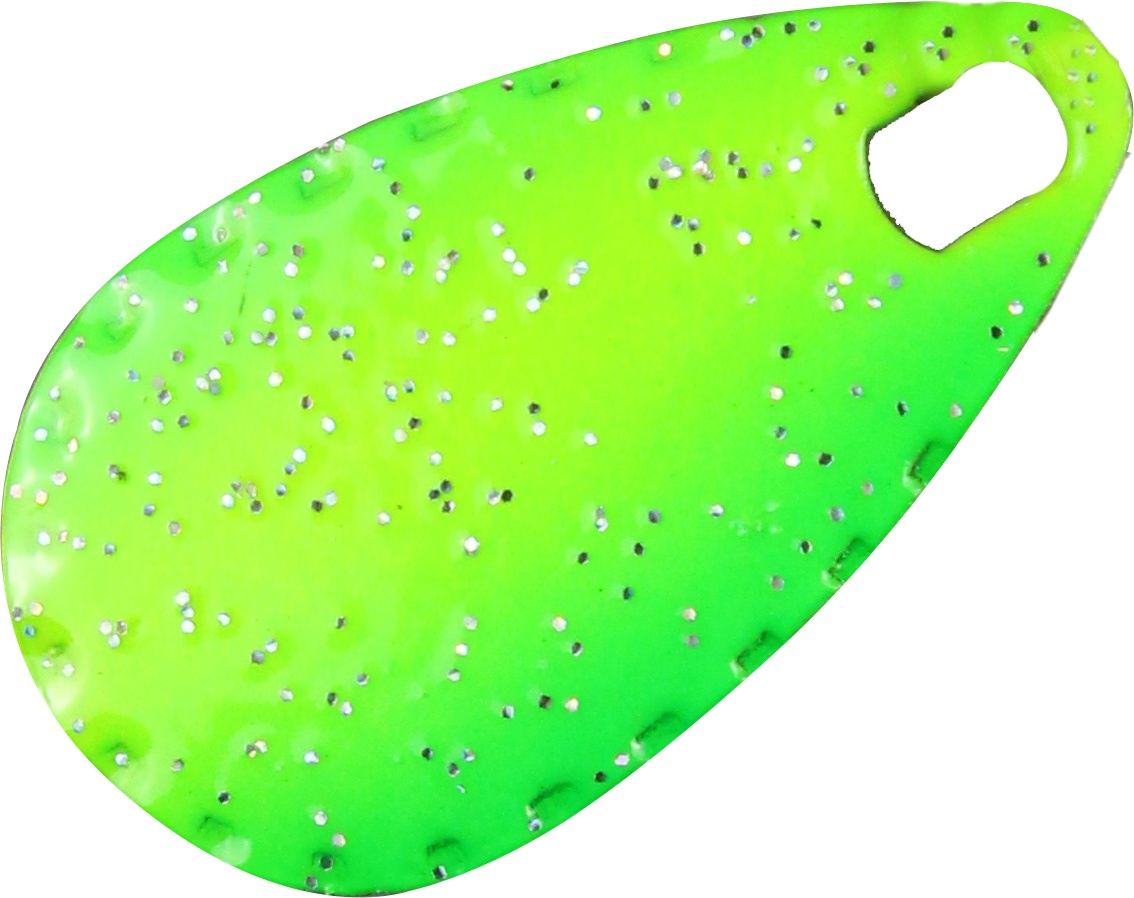 Forellen Blinker 4,0 g gelb - grün Glitter / schwarz