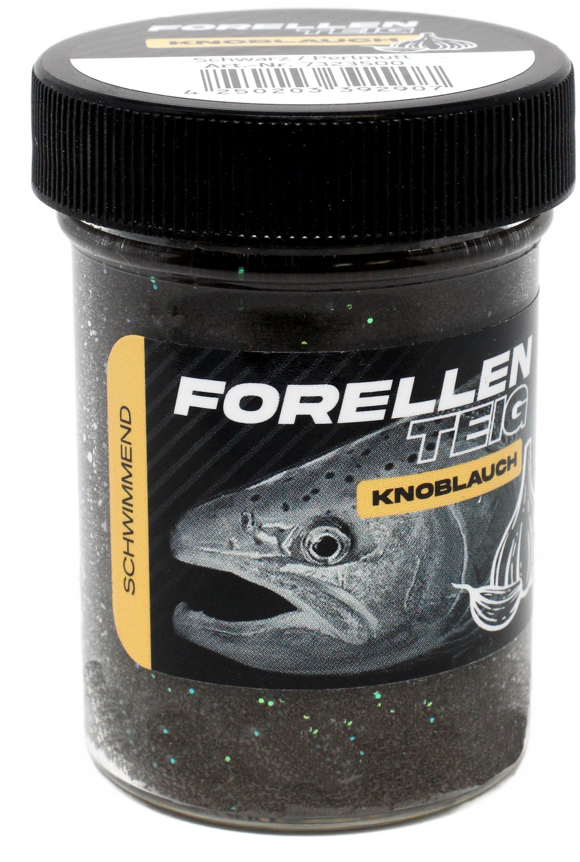 Forellenteig Knoblauch schwimmend 50 g Schwarz / Perlmutt