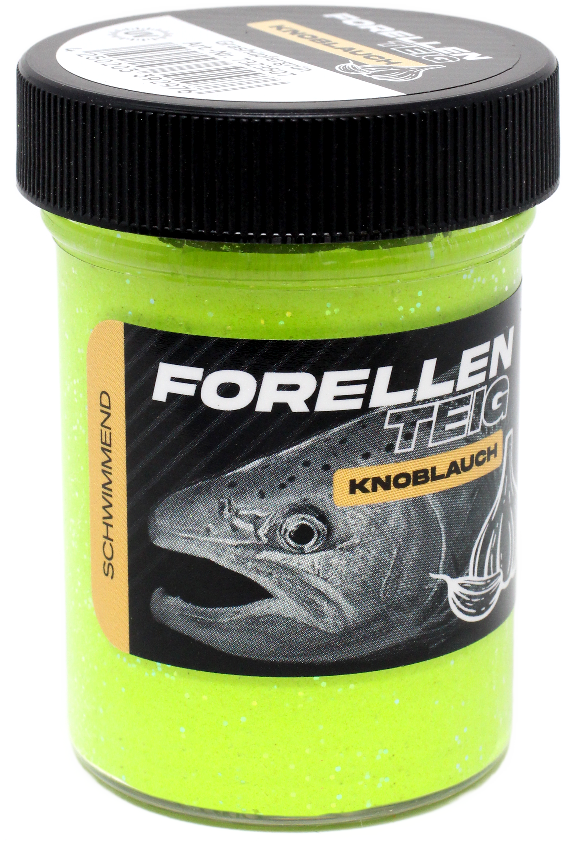 Forellenteig Knoblauch schwimmend 50 g Grashüpfergrün UV