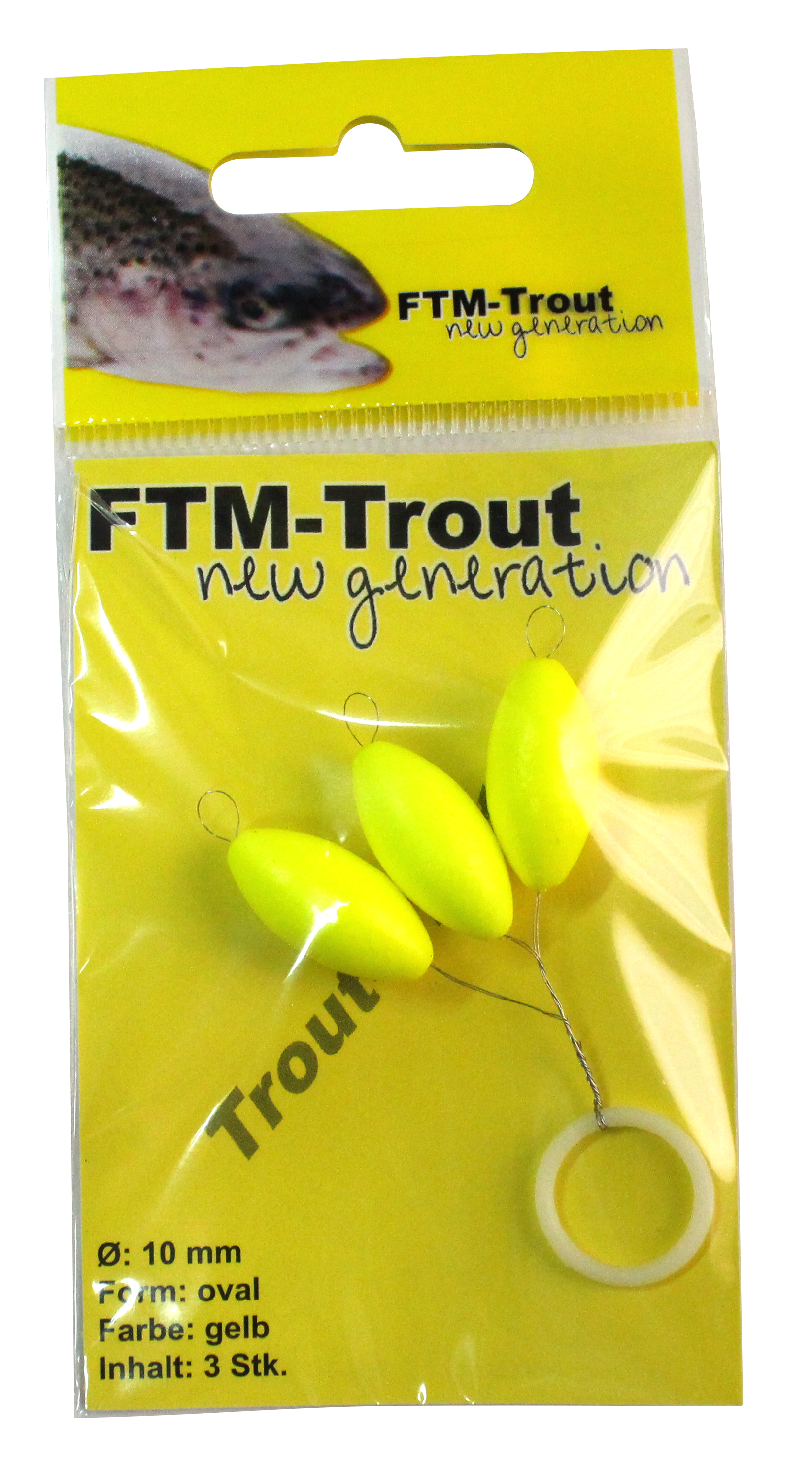 Trout Piloten oval gelb Ø 10mm Inh. 3 Stk.
