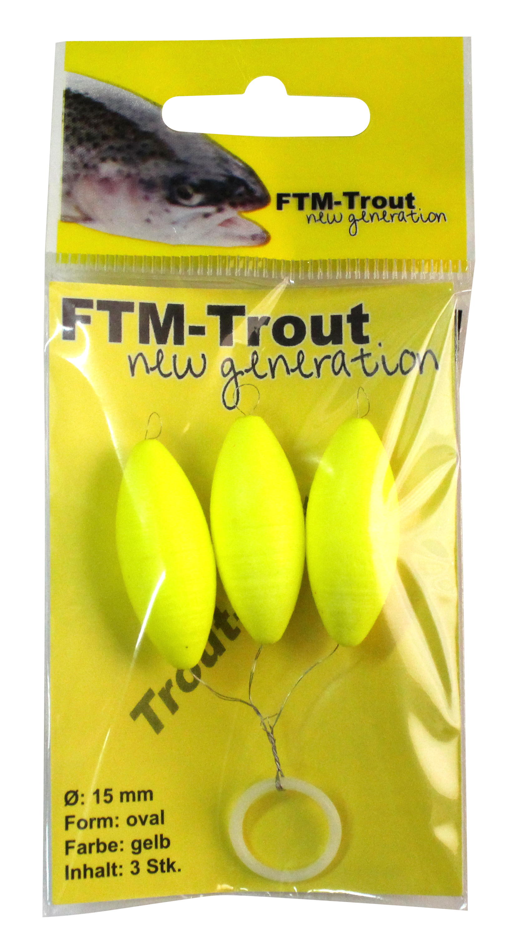 Trout Piloten oval gelb Ø 15 mm Inh. 3 Stk.