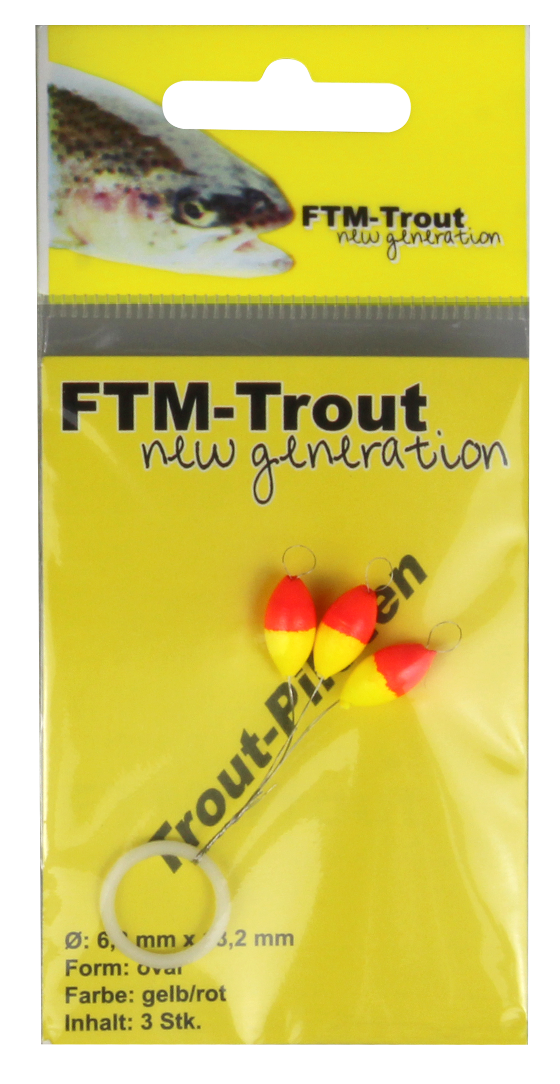 Trout Piloten oval orange / gelb 6,3 x 13,2 mm Inh. 3 Stk.