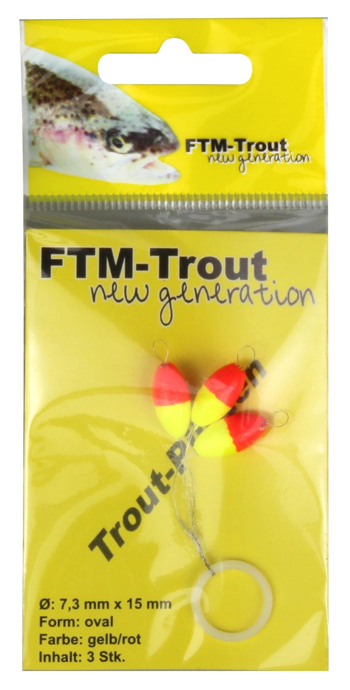 Trout Piloten oval orange / gelb 7,3 x15,0 mm Inh. 3 Stk.