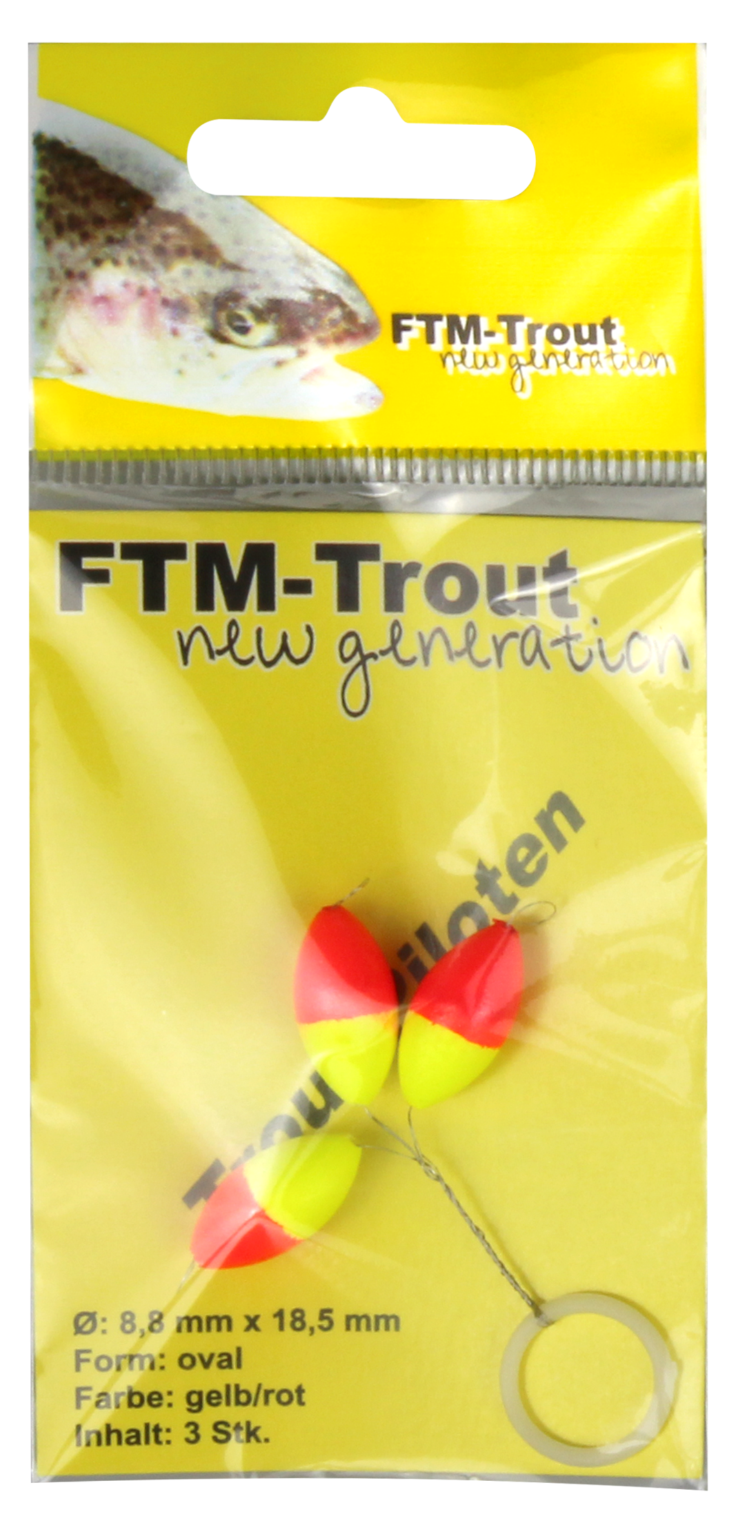 Trout Piloten oval orange / gelb 8,8 x 18,5 mm Inh. 3 Stk.