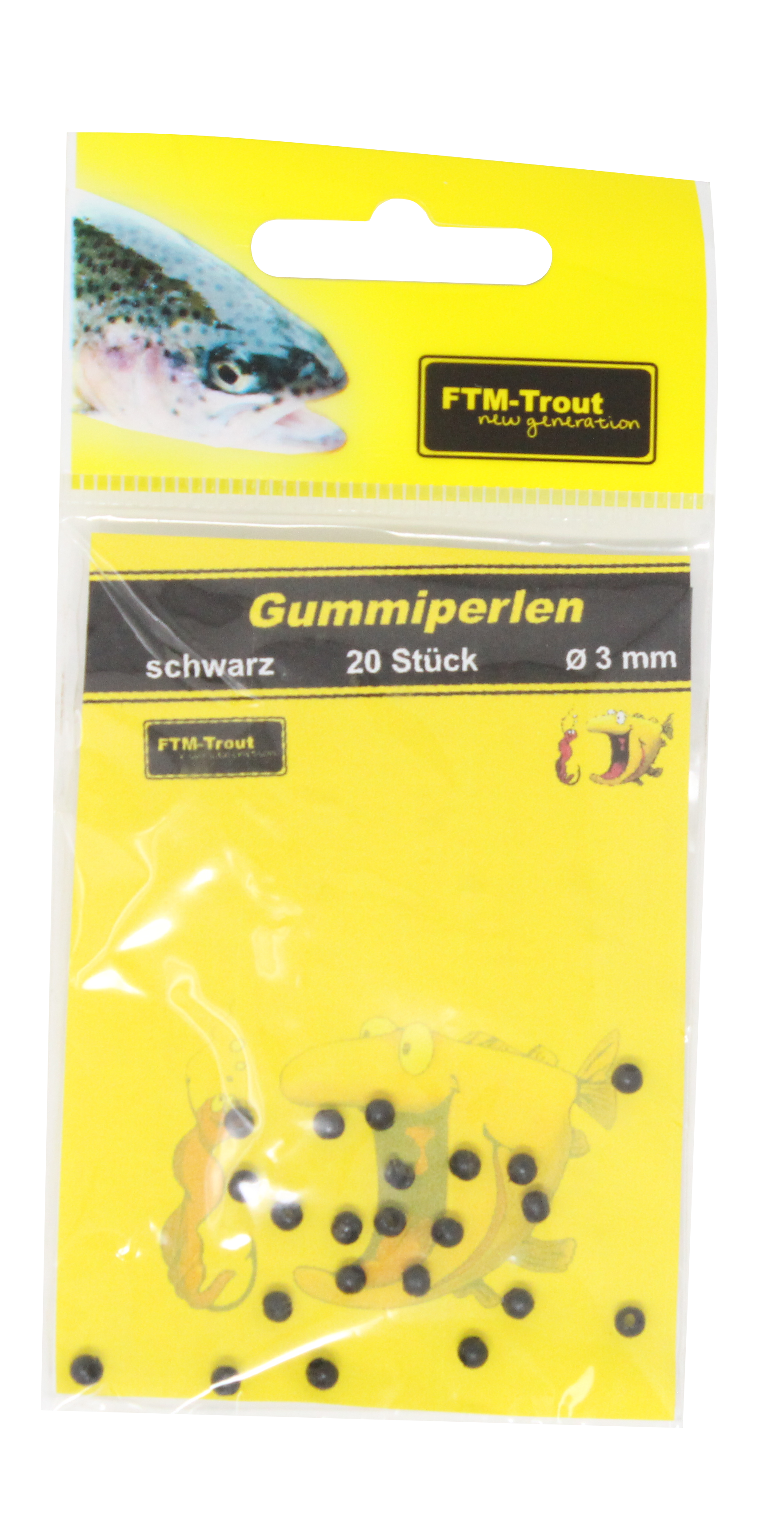 Gummiperlen schwarz 3 mm / 20 Stk.