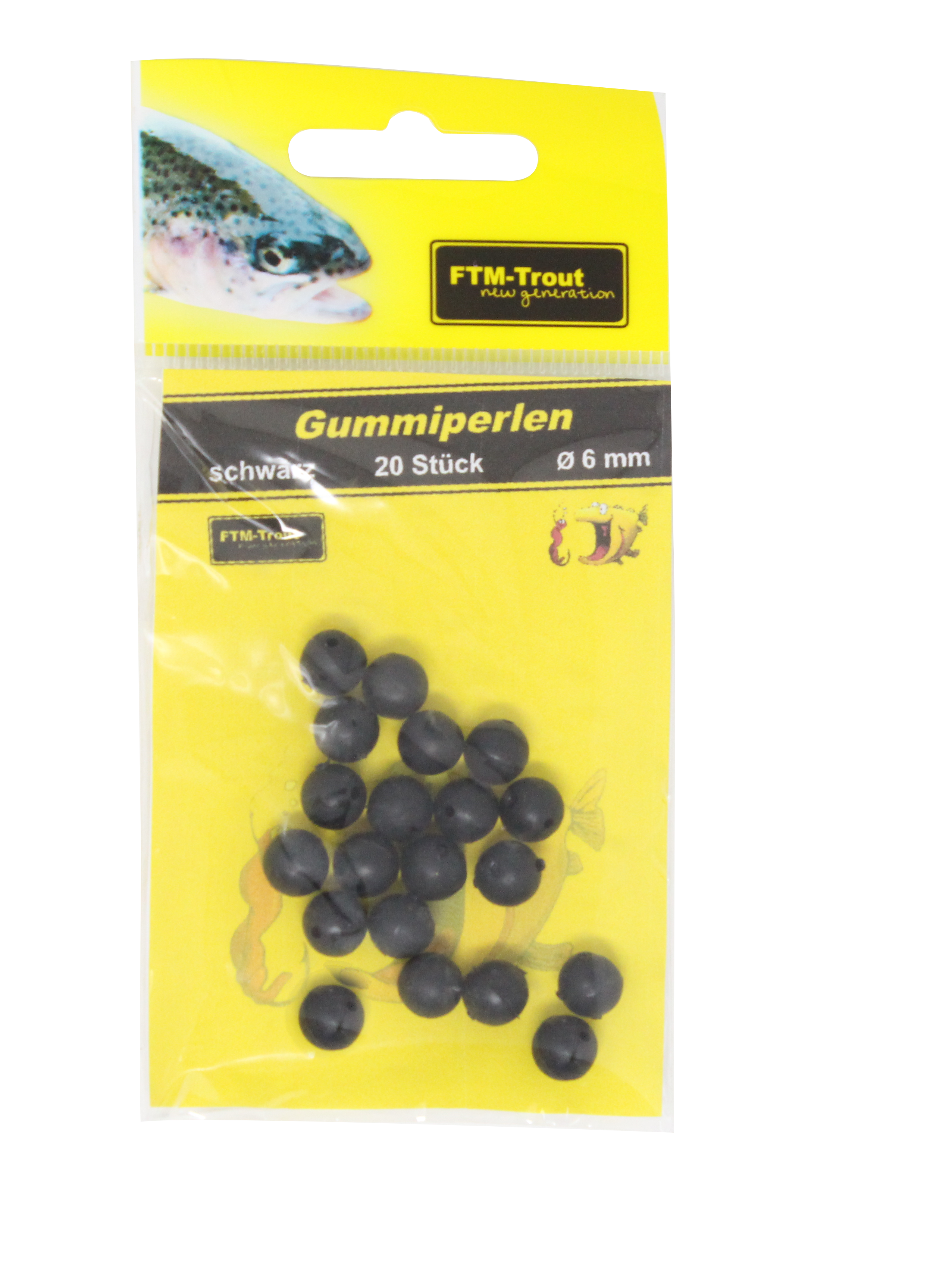 Gummiperlen schwarz 6 mm / 20 Stk.