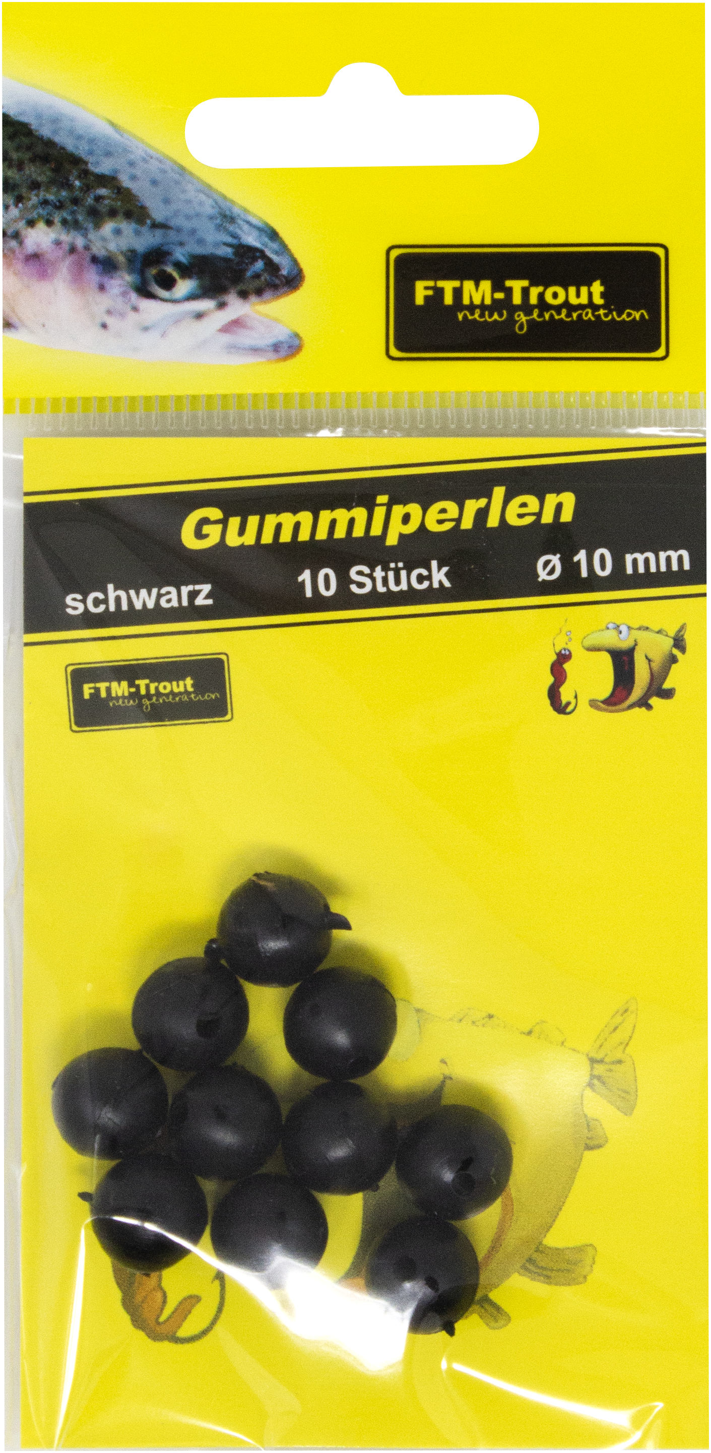 Gummiperlen schwarz 10 mm / 10 Stk.
