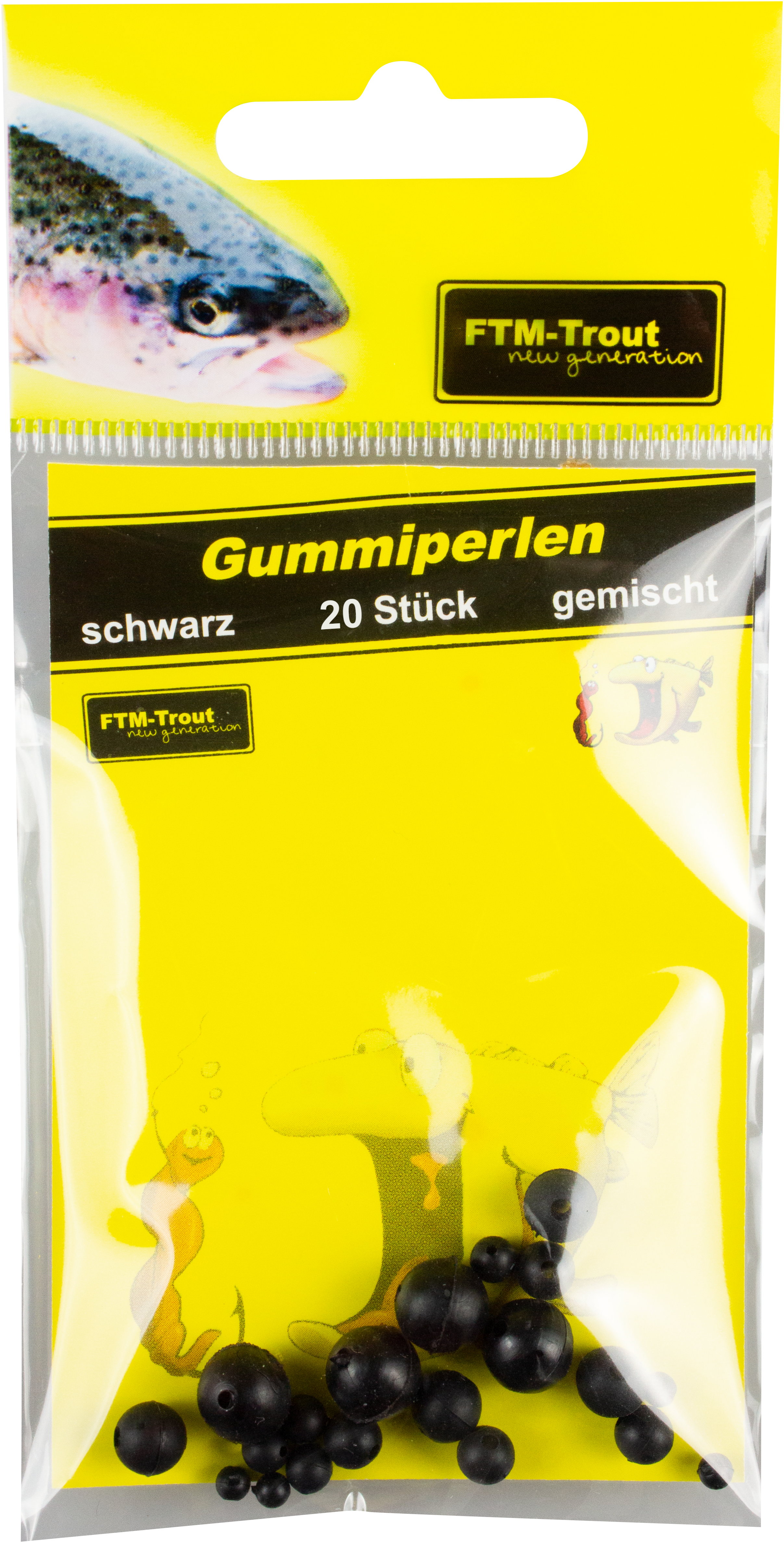 Gummiperlen schwarz gemischte Größen / 20 Stk.