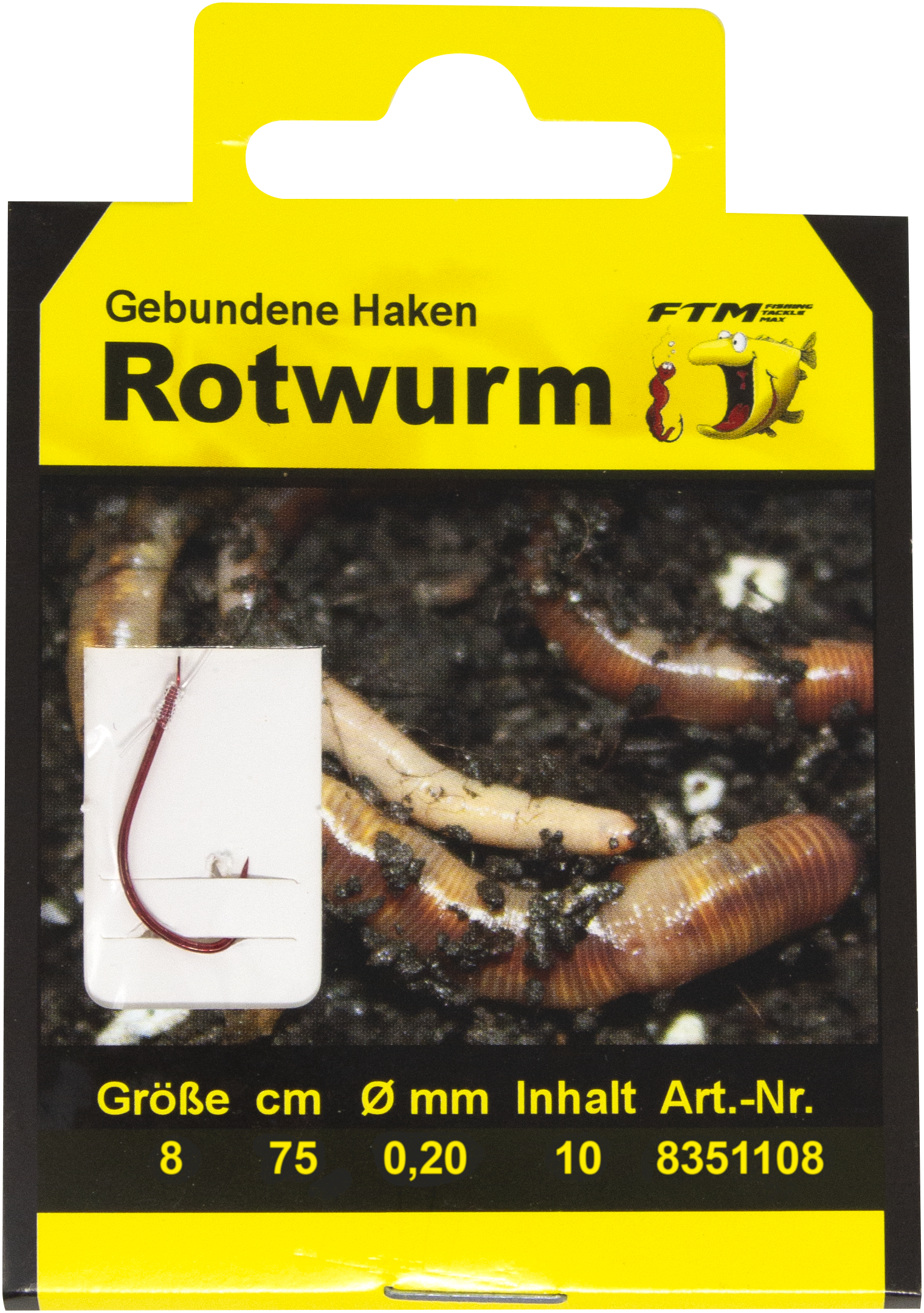 Haken geb. Rotwurm 8 Ø 0,20 mm Inh. 10 Stk.