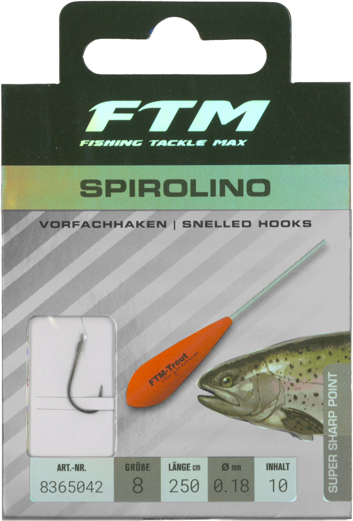 Vorfachhaken Spirolino 8 Ø 0,18 mm Inh. 10 Stk.