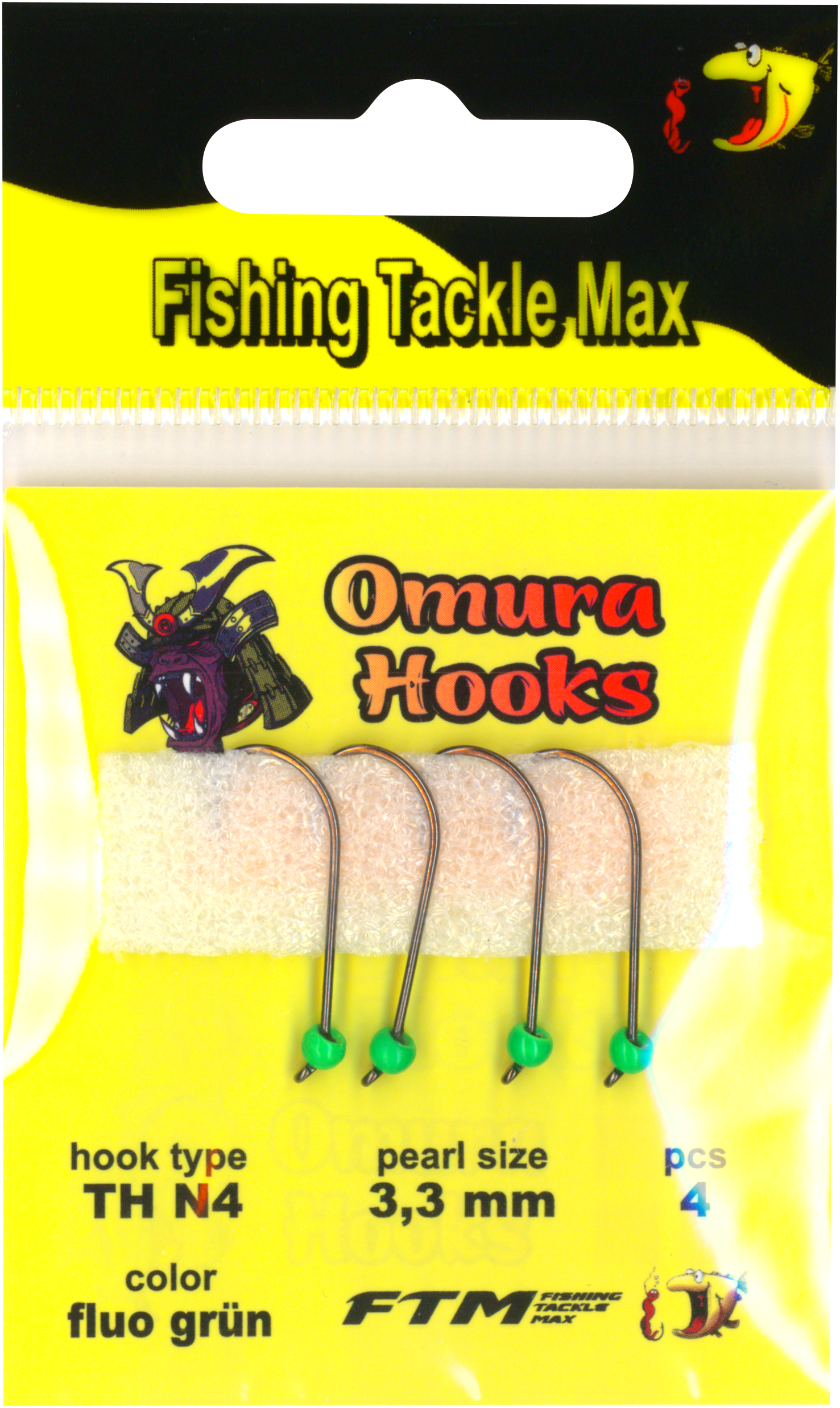 Omura Hook TH N4 fluo grün 3,3 mm 0,39 g 4 Stk.