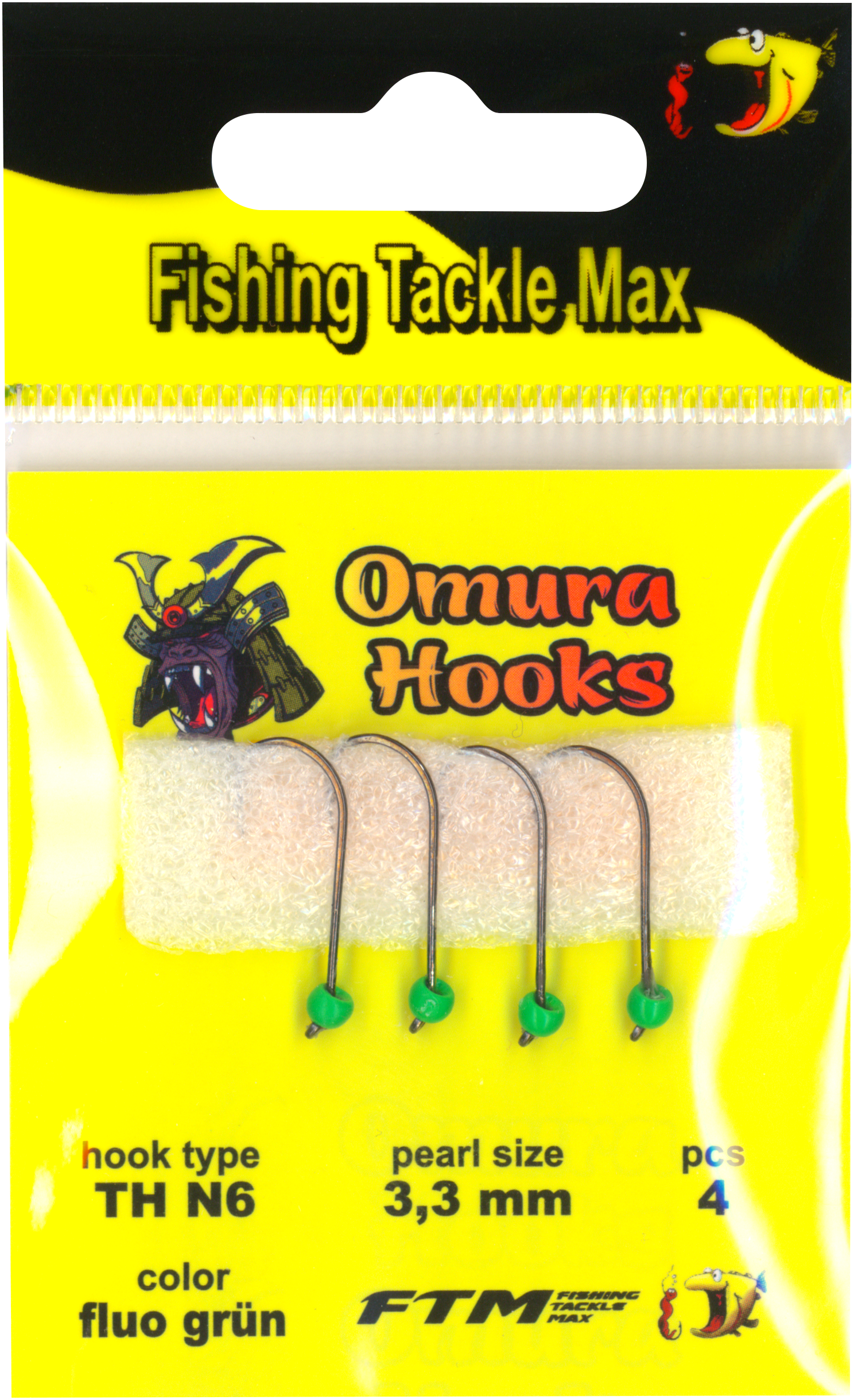 Omura Hook TH N6 fluo grün 3,3 mm  0,34 g 4 Stk.