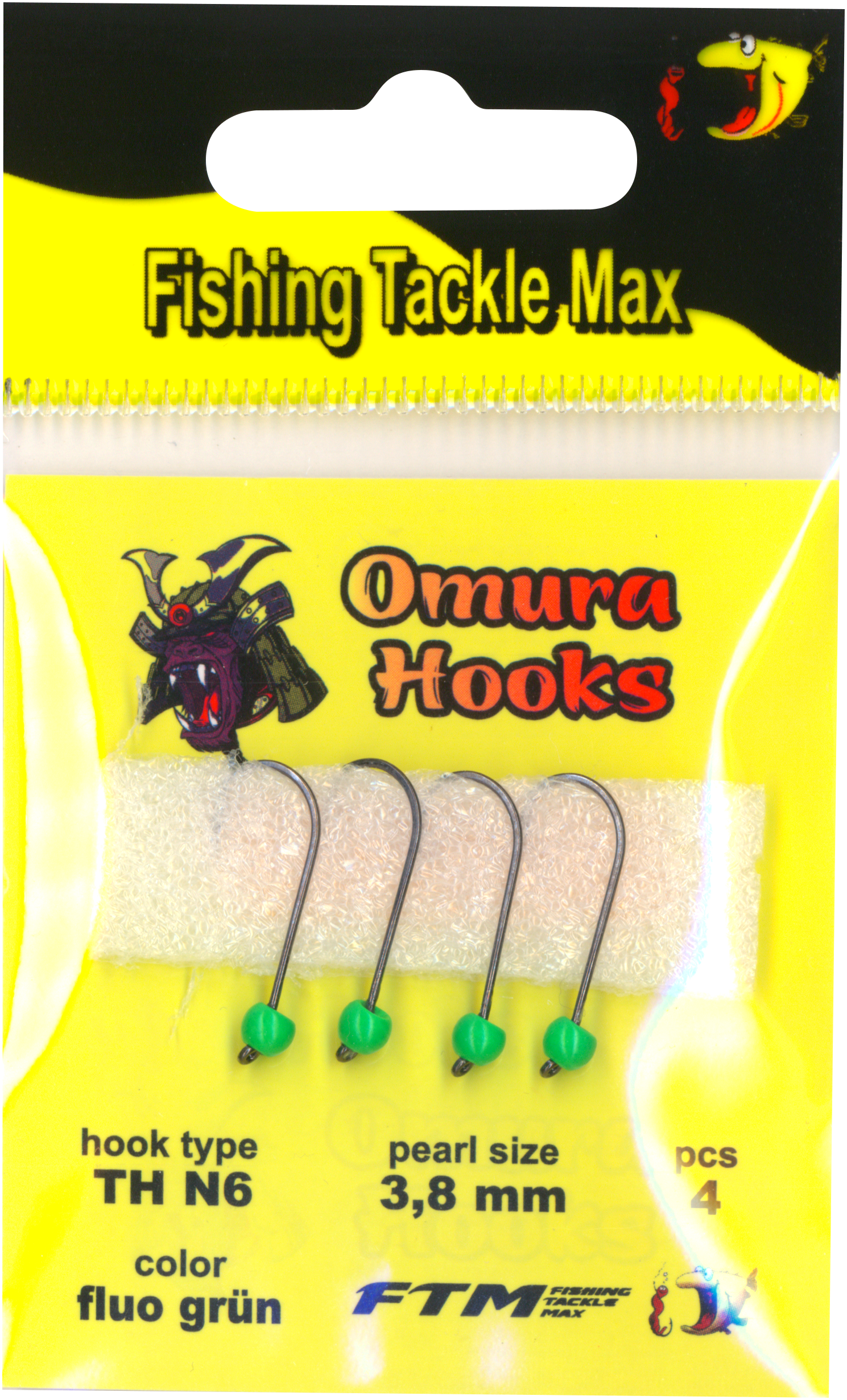 Omura Hook TH N6 fluo grün 3,8 mm 0,53 g 4 Stk.