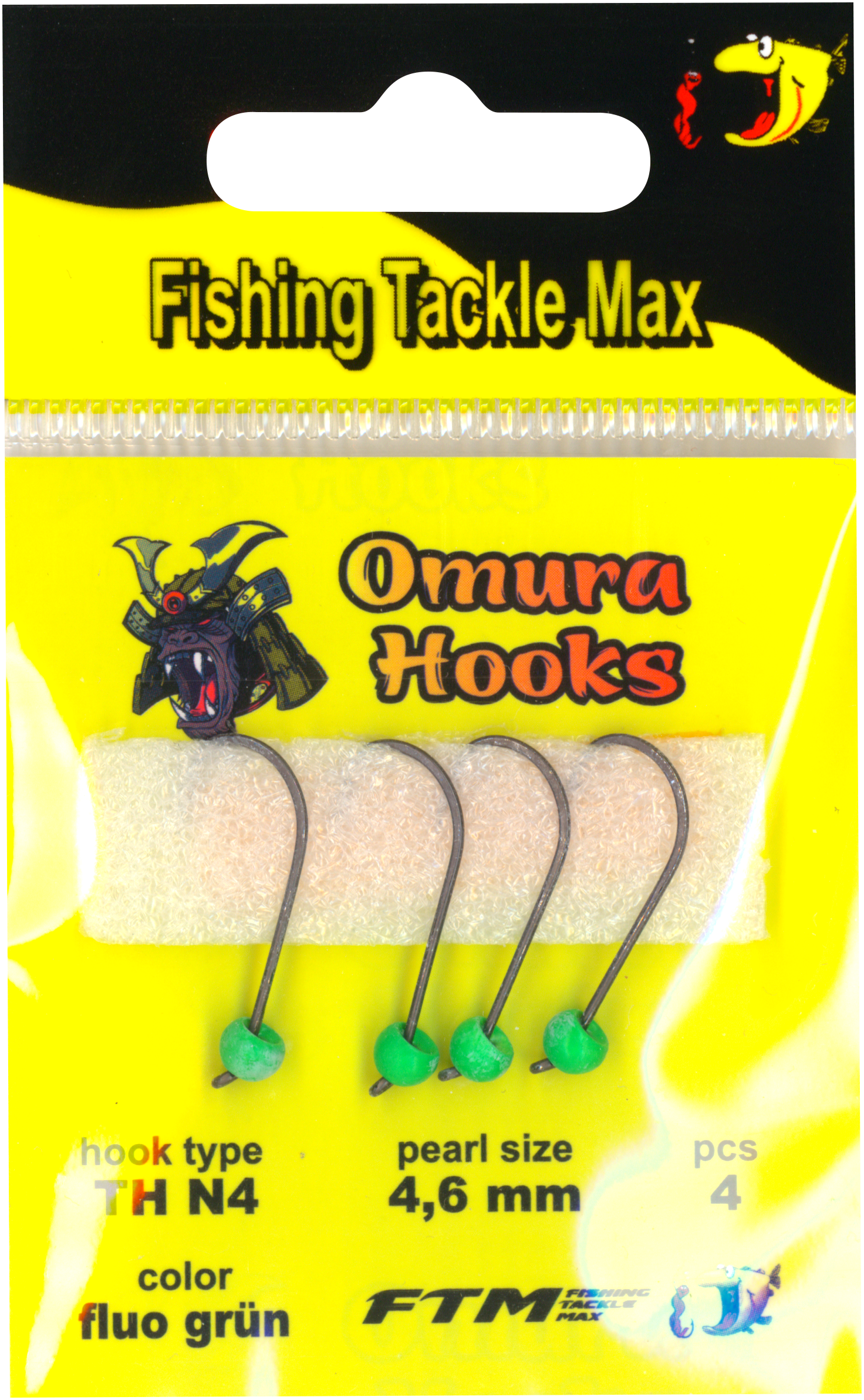Omura Hook TH N4 fluo grün 4,6 mm 0,80 g 4 Stk.
