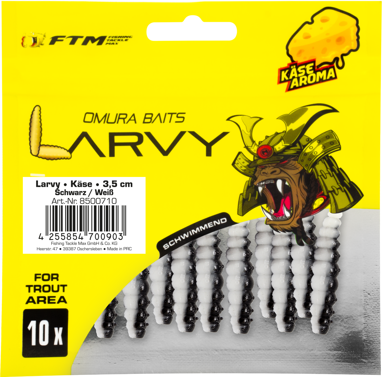 Omura Baits Larvy Käse 3,5 cm Schwarz / Weiß