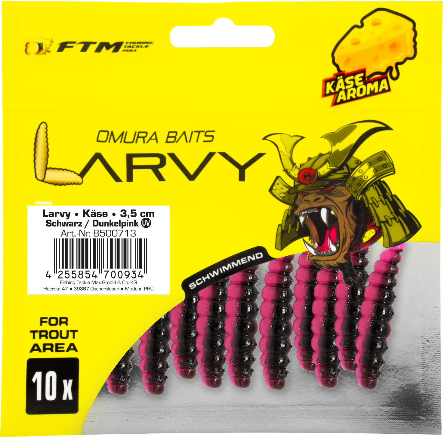 Omura Baits Larvy Käse 3,5 cm Schwarz / Dunkelpink