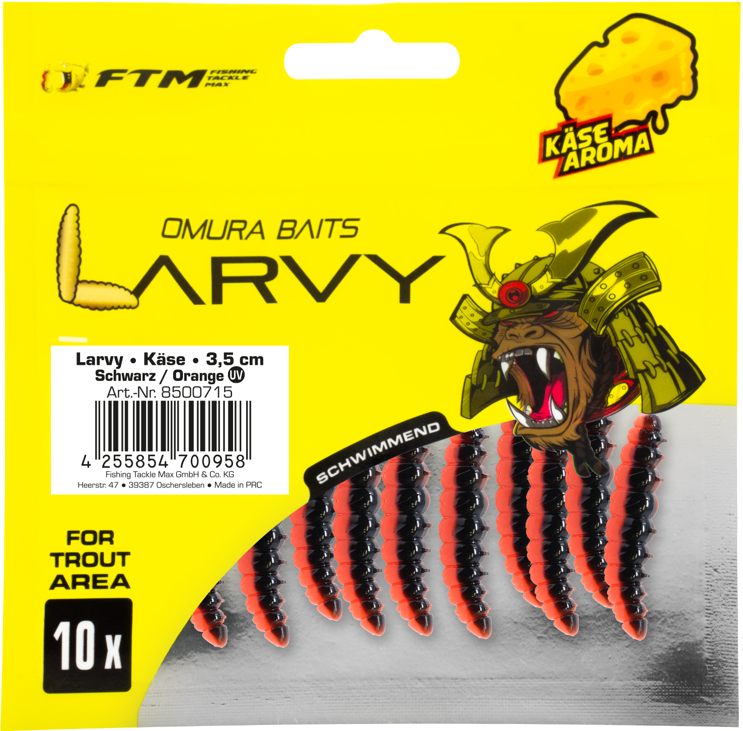 Omura Baits Larvy Käse 3,5 cm Schwarz / Orange