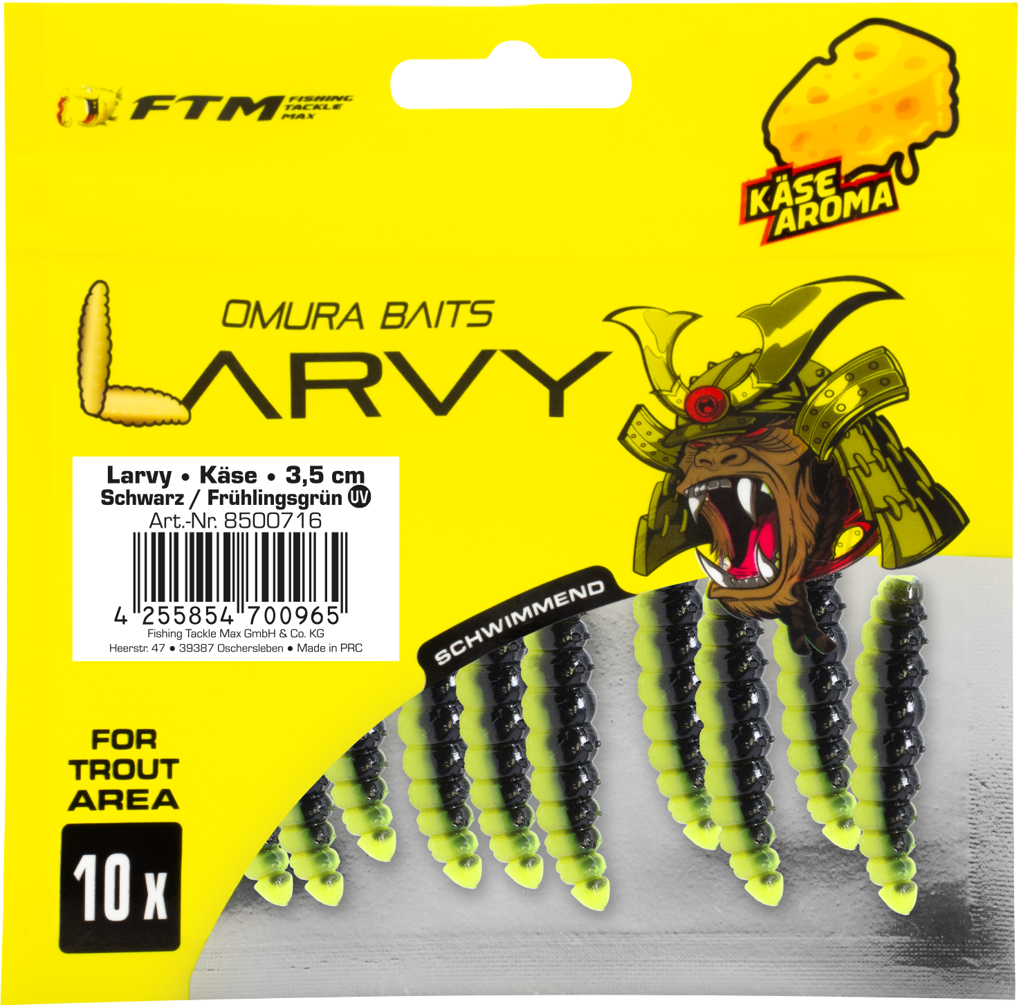 Omura Baits Larvy Käse 3,5 cm Schwarz / Frühlingsgrün
