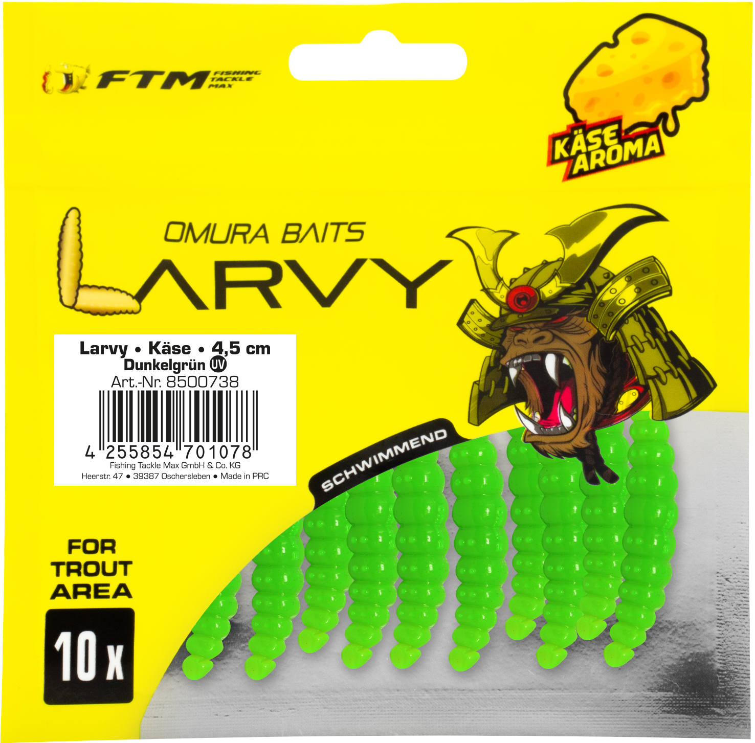 Omura Baits Larvy Käse 4,5 cm Dunkelgrün