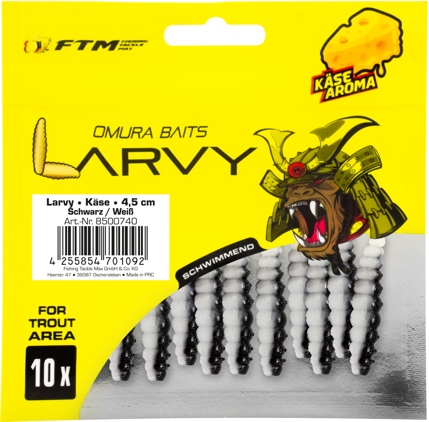Omura Baits Larvy Käse 4,5 cm Schwarz / Weiß