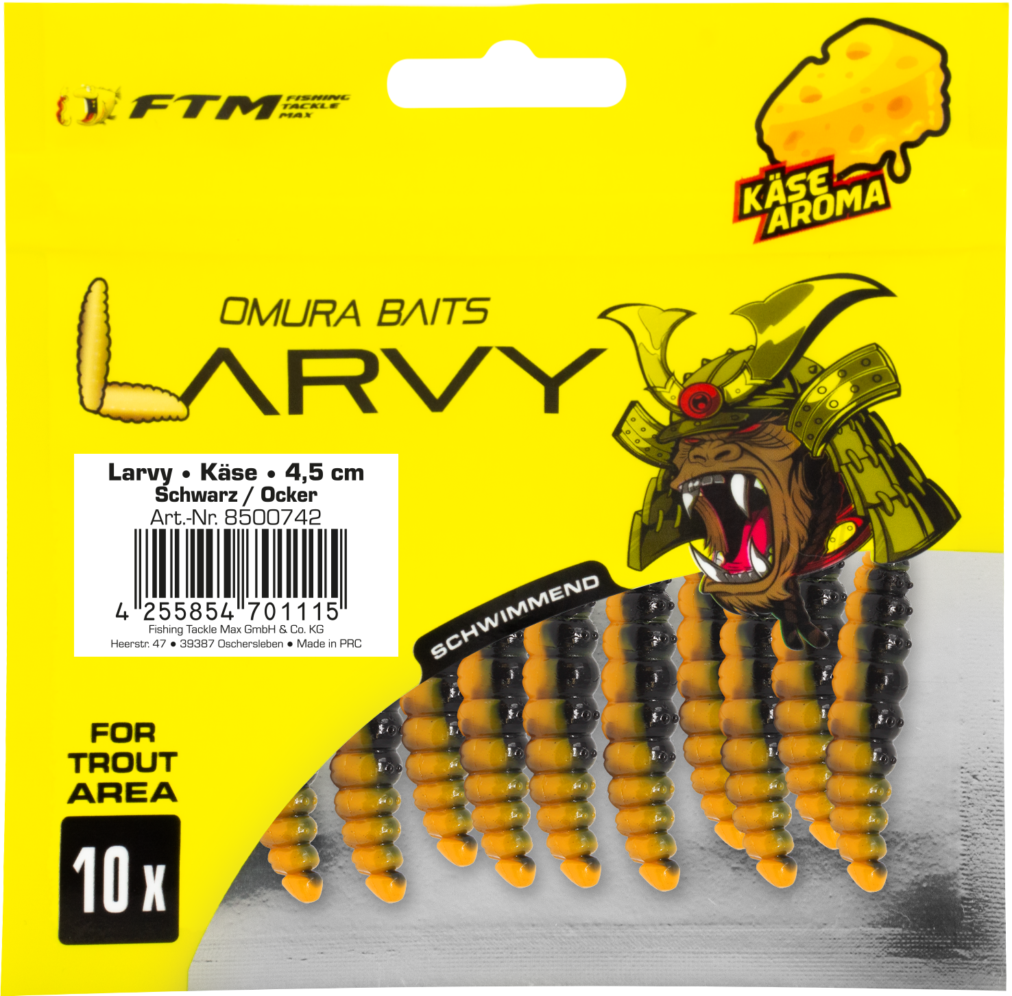 Omura Baits Larvy Käse 4,5 cm Schwarz / Ocker
