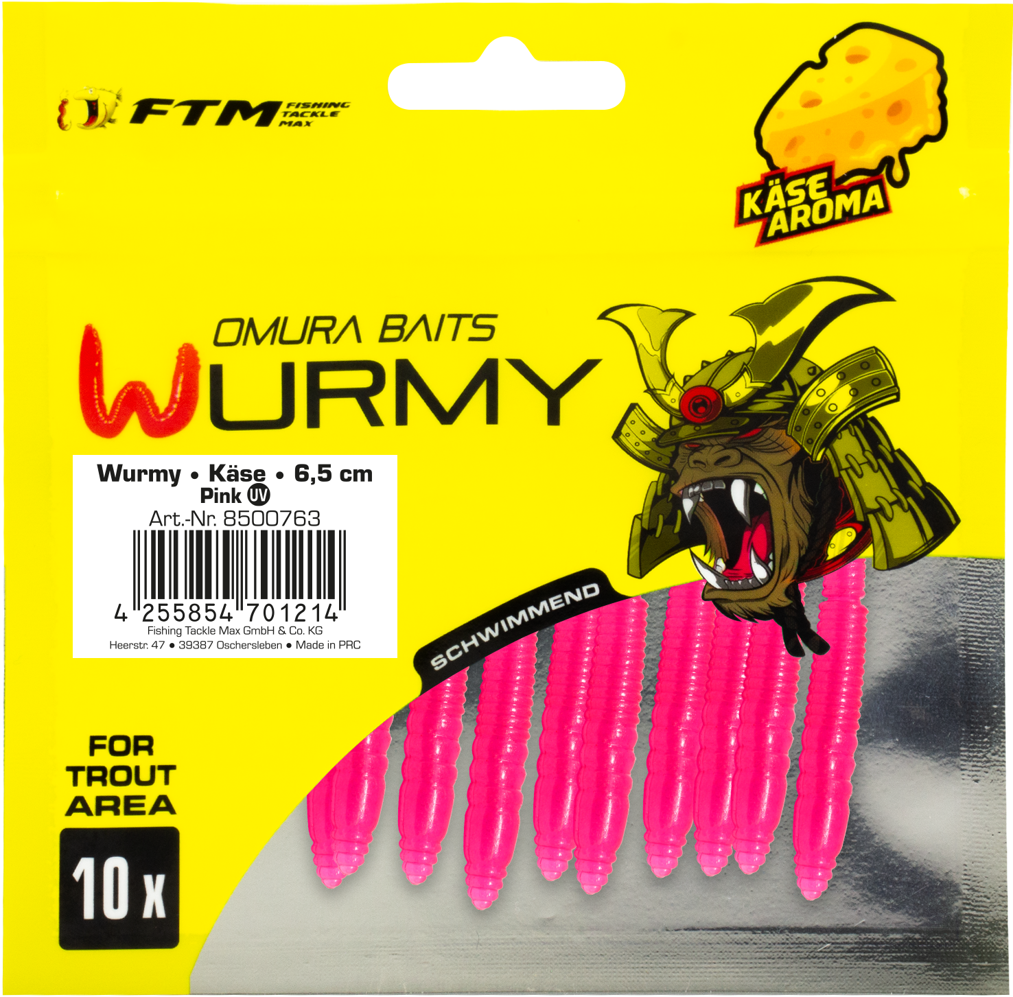Omura Baits Wurmy Käse 6,5 cm Pink