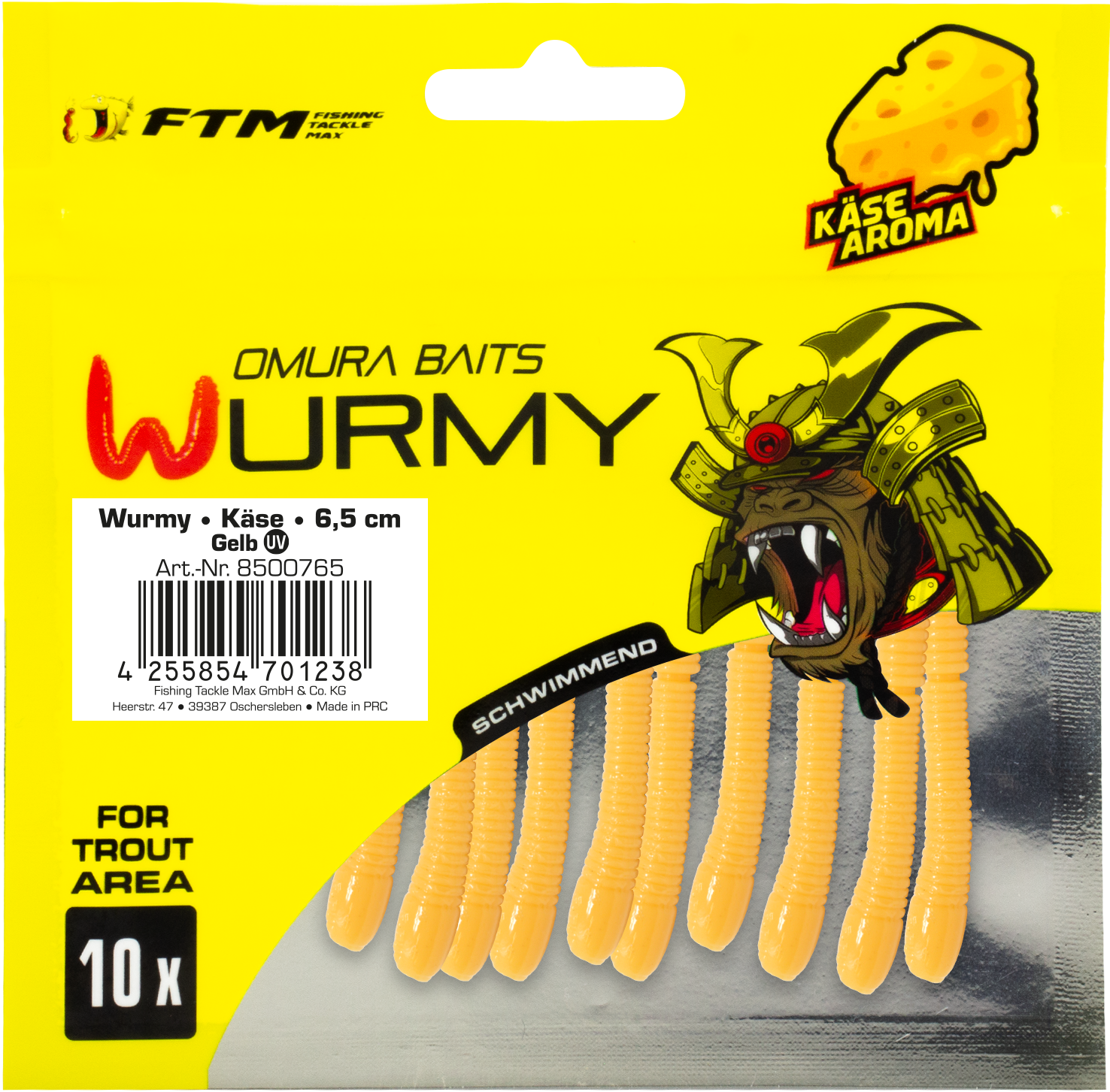 Omura Baits Wurmy Käse 6,5 cm Gelb