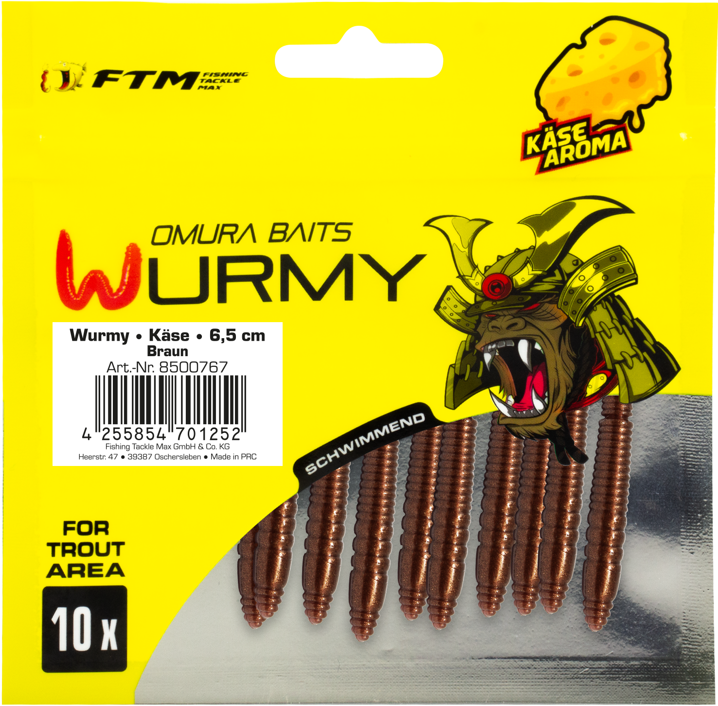 Omura Baits Wurmy Käse 6,5 cm Braun