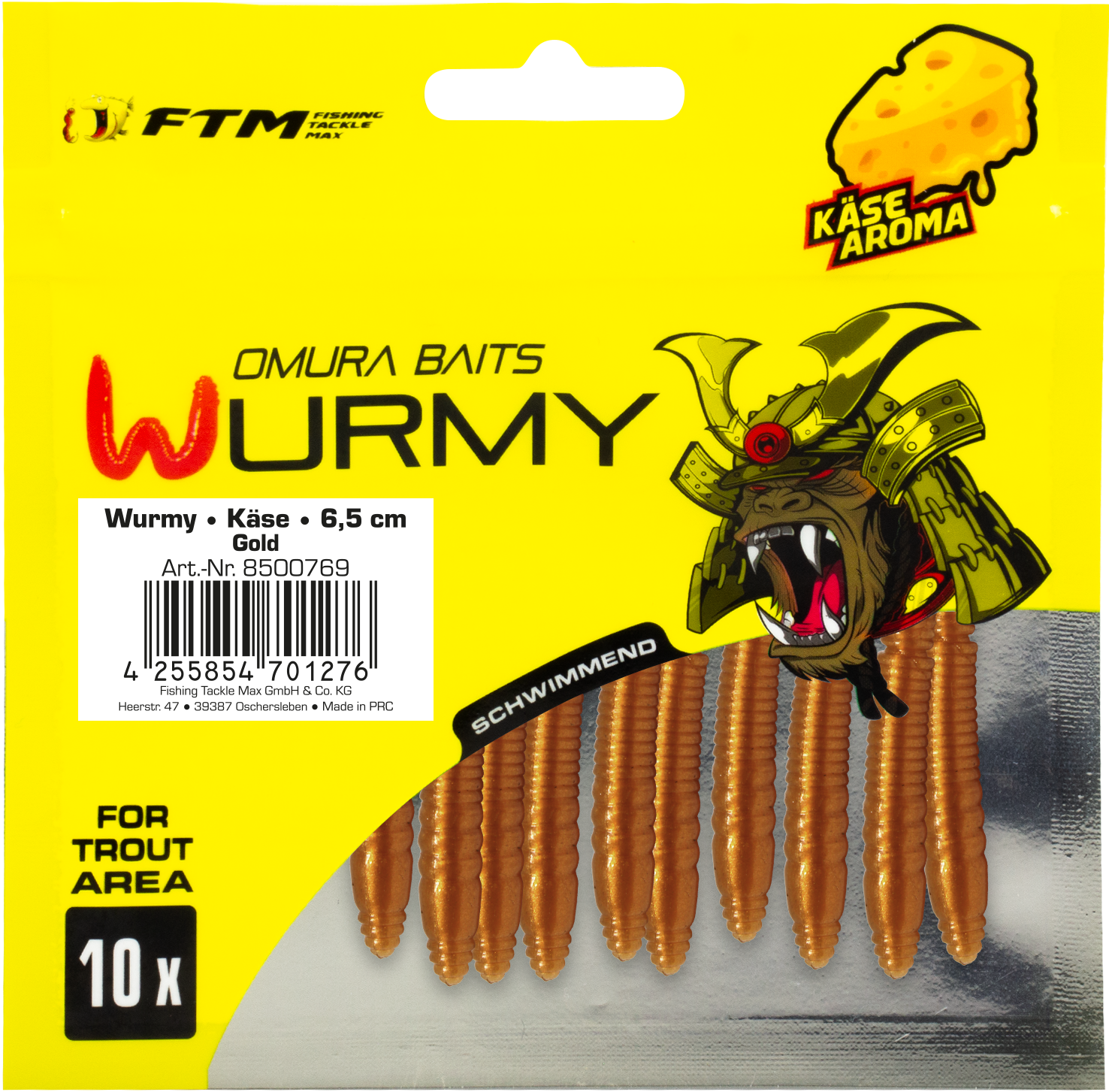 Omura Baits Wurmy Käse 6,5 cm Gold