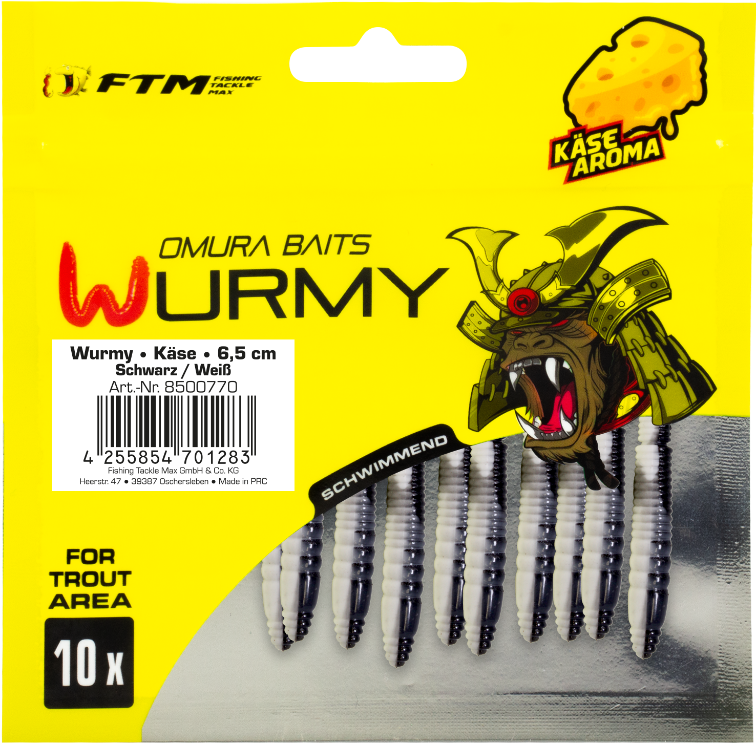 Omura Baits Wurmy Käse 6,5 cm Schwarz / Weiß