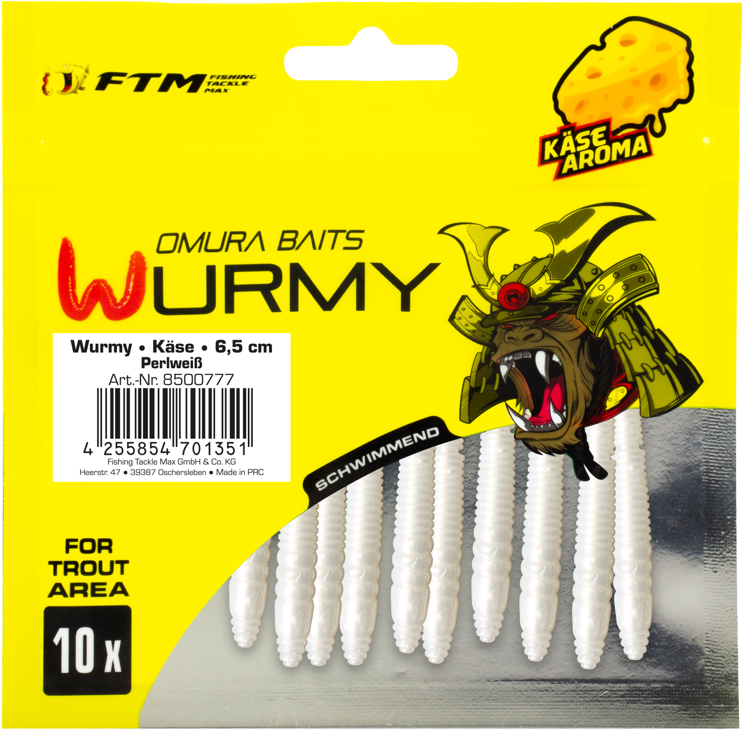 Omura Baits Wurmy Käse 6,5 cm Perlweiß