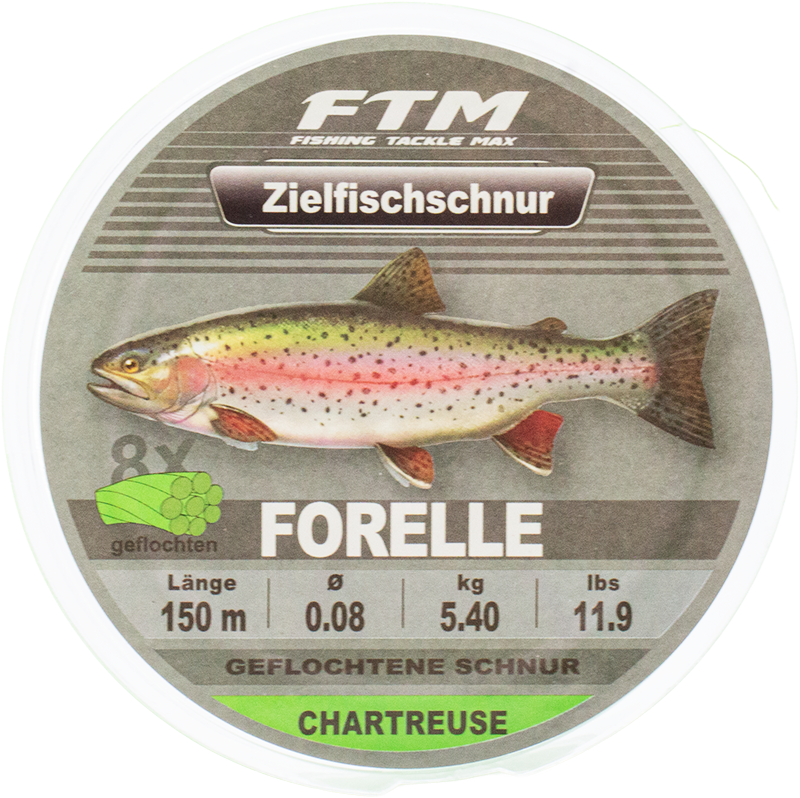 Zielfischschnur geflochten Forelle chartreuse Ø 0,08 mm 150 m
