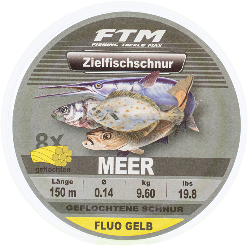 Zielfischschnur geflochten Meer fluo gelb Ø 0,14 mm 150 m