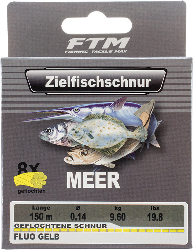 Zielfischschnur geflochten Meer fluo gelb Ø 0,14 mm 150 m