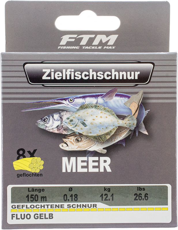 Zielfischschnur geflochten Meer fluo gelb Ø 0,18 mm 150 m