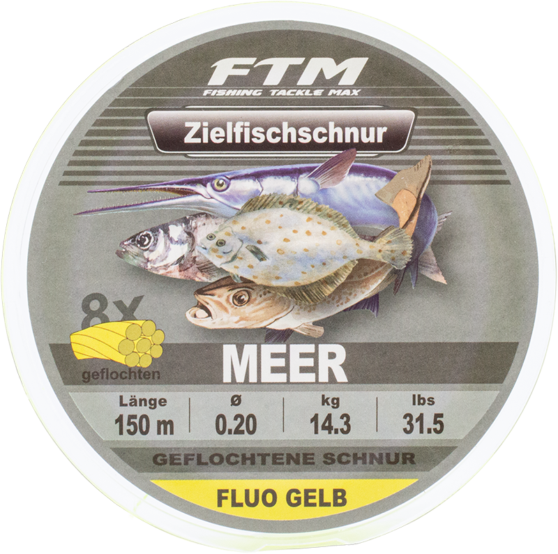 Zielfischschnur geflochten Meer fluo gelb Ø 0,20 mm 150 m
