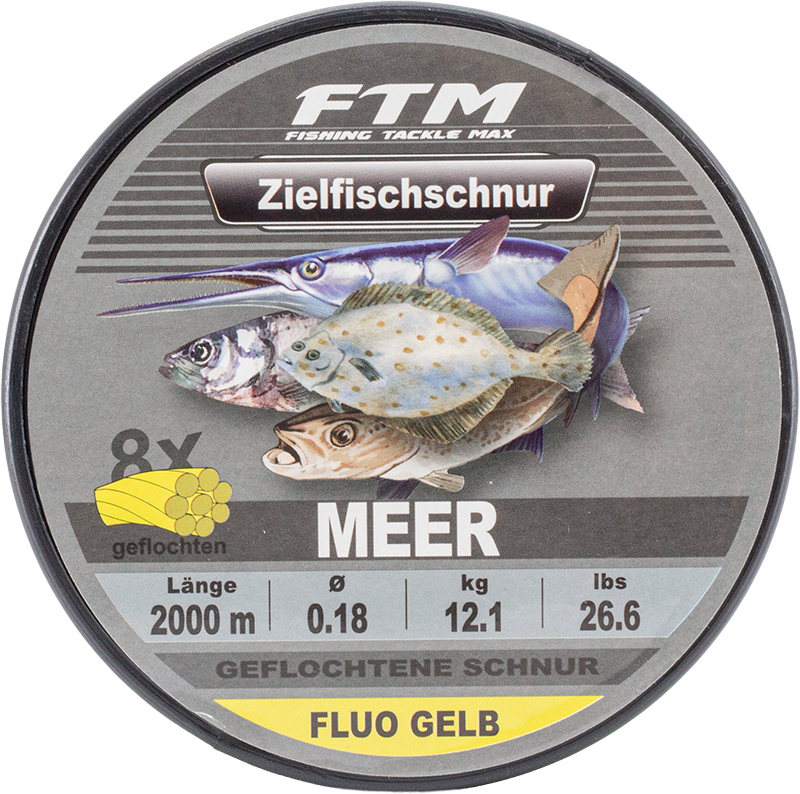 Zielfischschnur geflochten Meer fluo gelb Ø 0,18 mm 2000 m