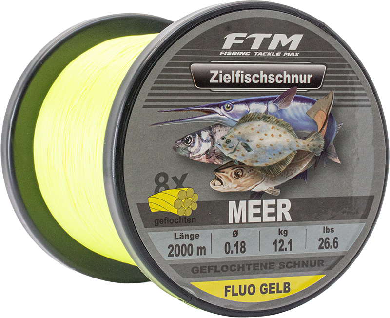 Zielfischschnur geflochten Meer fluo gelb Ø 0,18 mm 2000 m