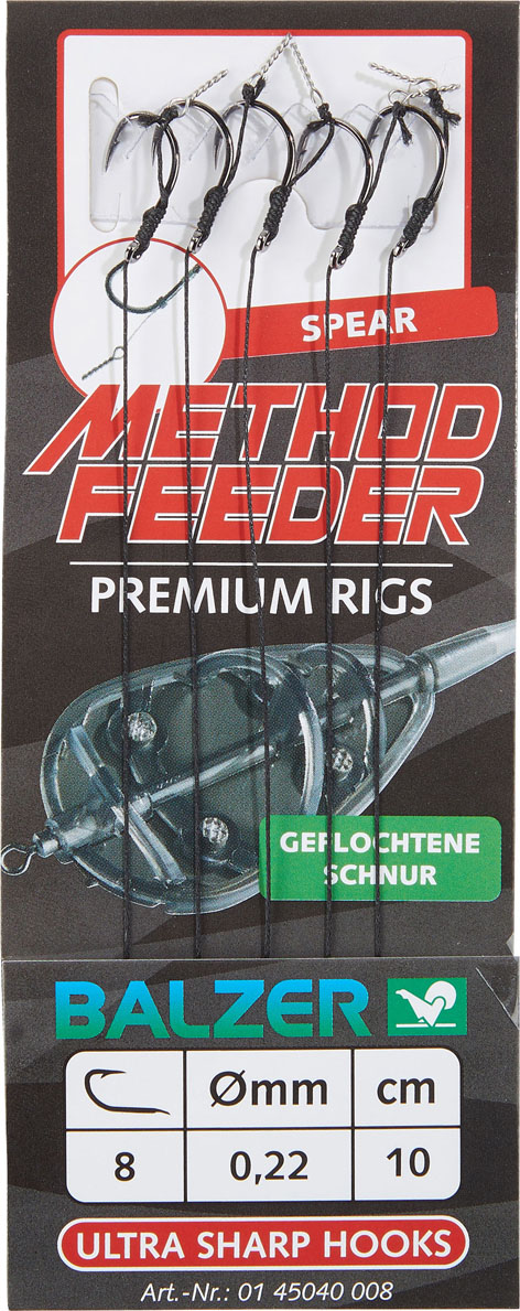 Premium MF Rigs mit geflochtener Schnur und Speer, Hakengröße 10, 0,20mm