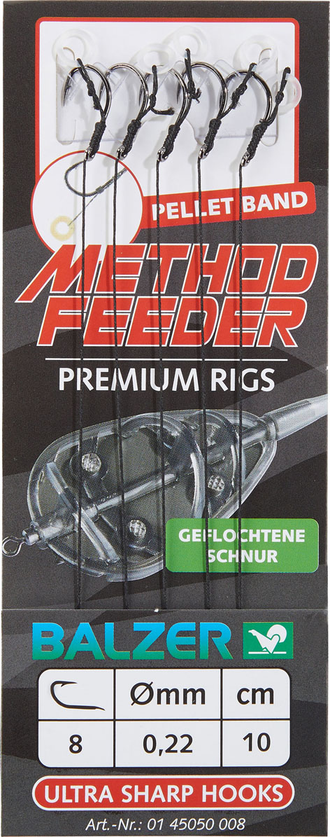 Premium MF Rigs mit geflochtener Schnur und Pelletband, Hakengröße 6, 0,22mm