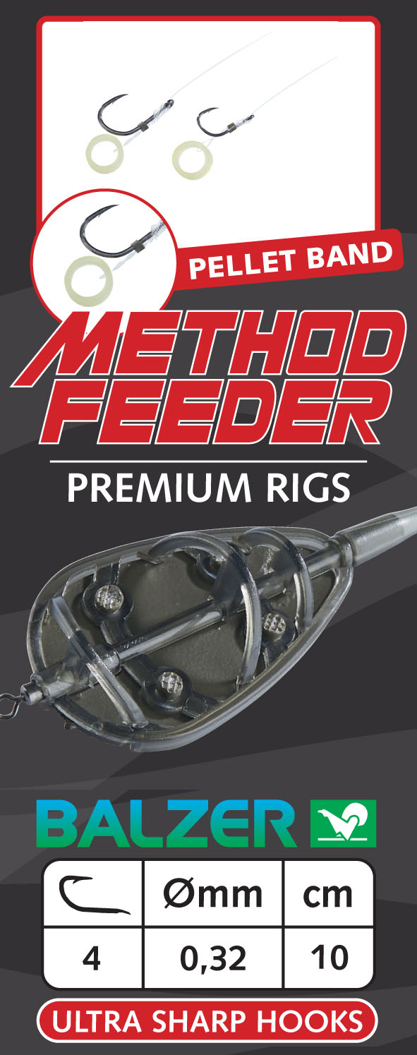 Premium Method Feeder Haken mit Pelletband, Gr. 6/0,30mm, 10cm